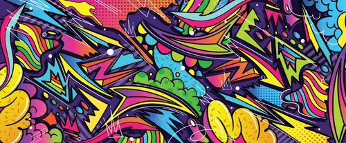 Energetyczne graffiti w intensywnych komiksowych barwach Fototapety Graffiti Fototapeta