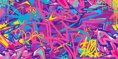 Energetyczne graffiti w odcieniach fioletu, różu i błękitu Fototapety Graffiti Fototapeta