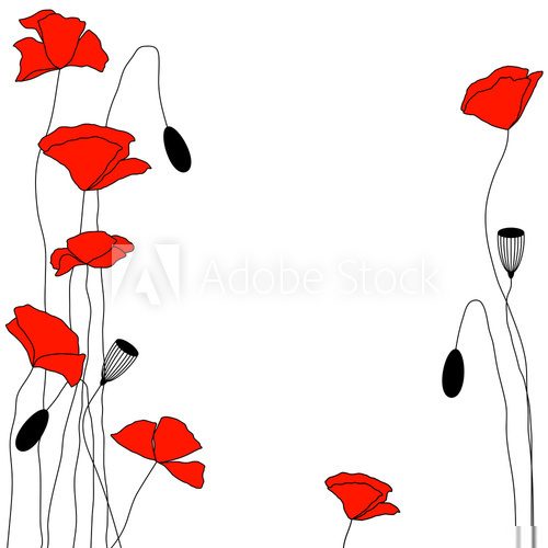floral background with red poppies Fototapety Maki Fototapeta