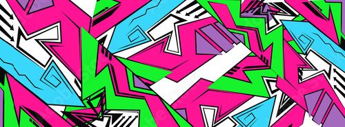 Geometryczna abstrakcja w neonowych barwach Fototapety Graffiti Fototapeta