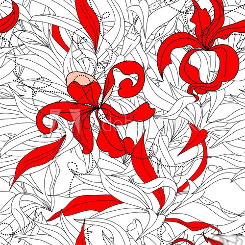 Gra czerwonego koloru
 Rysunki kwiatów Fototapeta