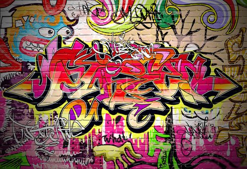 Graffiti tętniące miejskim życiem Fototapety Graffiti Fototapeta