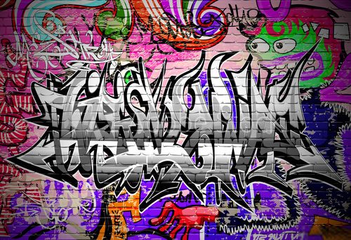 Graffiti vector art Urban wall with spray paint Fototapety Graffiti Fototapeta