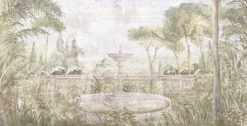 Graphic illustration of a Toscana garden. Design for interior project, wallpaper, photo wallpaper, mural, poster, home decor, card, packing! Styl Klasyczny Fototapeta