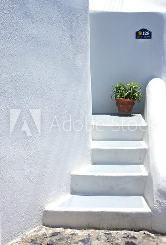 Houses of Santorini in details  Schody Fototapeta