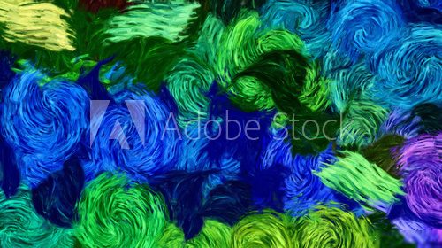 Impressionism wall art print. Vincent Van Gogh style oil painting. Swirl splashes. Surrealism artwork. Abstract artistic background. Real brush strokes on canvas. Van Gogh Obraz