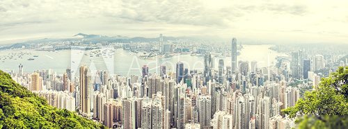 Jasna panorama Hongkongu z Wzgórza Wiktorii Fototapety Miasta Fototapeta