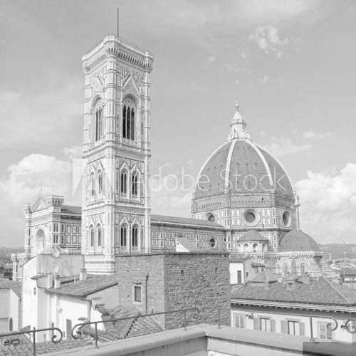 Katedra Santa Maria del Fiore w sercu Florencji Fototapety Czarno-Białe Fototapeta