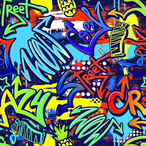 Kolorowa eksplozja graffiti w ulicznym stylu Fototapety Graffiti Fototapeta