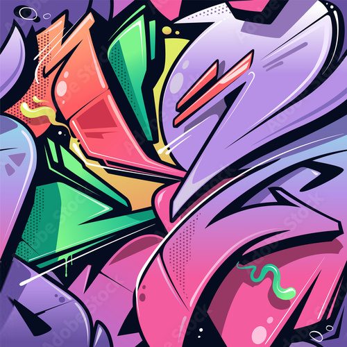 Kolorowe graffiti w nowoczesnym komiksowym stylu Fototapety Graffiti Fototapeta