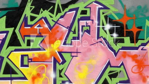 Kolorowe graffiti z efektem neonowych świateł Fototapety Graffiti Fototapeta
