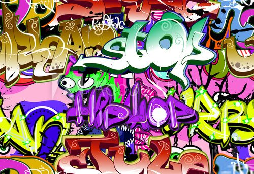 Kolorowe graffiti z napisem HIP HOP w miejskim stylu Fototapety Graffiti Fototapeta