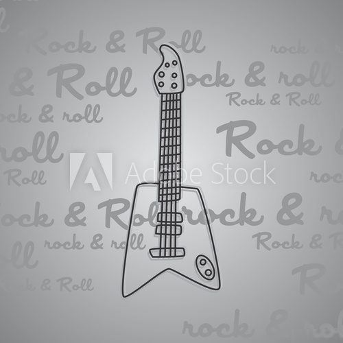 Minimalistyczna gitara i napis Rock & Roll Fototapety do Pokoju Nastolatka Fototapeta