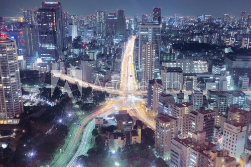 Nocna panorama metropolii przyszłości Fototapety Miasta Fototapeta