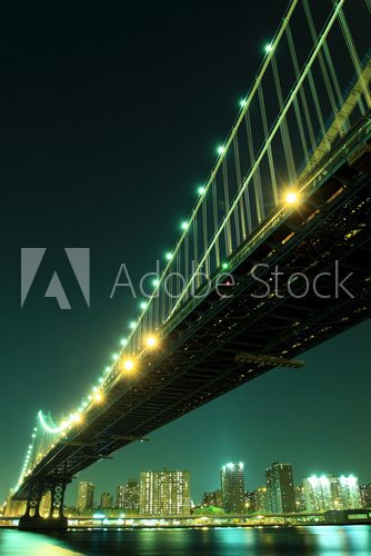 Nocny Manhattan w zielonej poświacie
 Fototapety Mosty Fototapeta