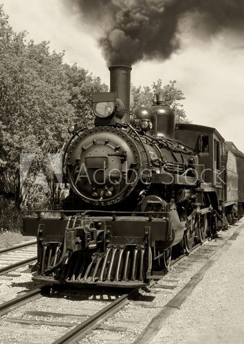 Old locomotive sepia Plakaty do Salonu Plakat