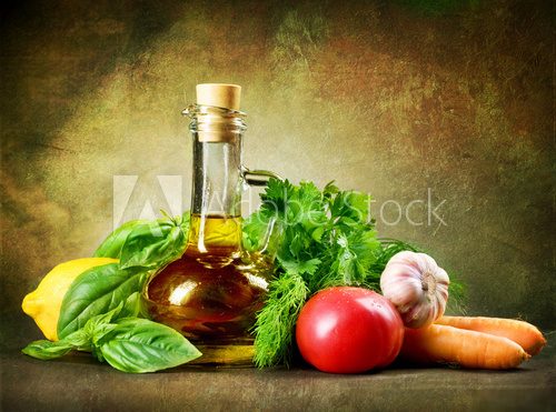 Oliwa aromatyzowana zdrowymi przysmakami
 Obrazy do Kuchni  Obraz