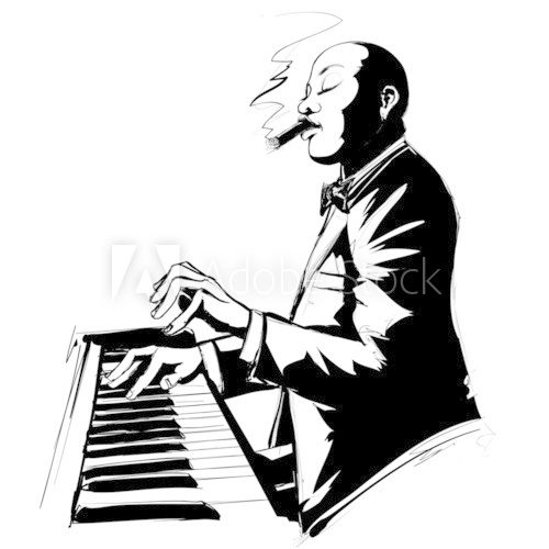 Pianista jazzowy         Drawn Sketch Fototapeta