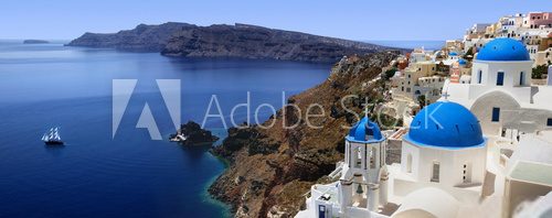 Piękno Santorini uchwycone w panoramie
 Fotopanorama Obraz