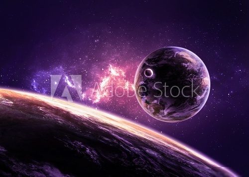Planetarne uniesienia w purpurze  Fototapety Kosmos Fototapeta