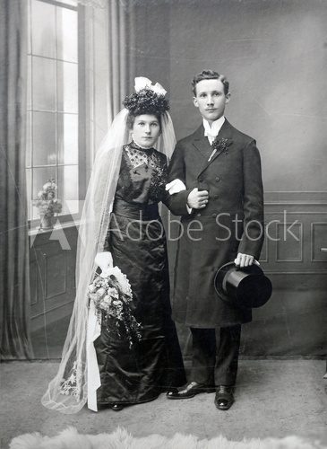 Portret ślubny z tamtych lat
 Retro - Vintage Obraz