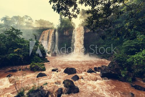 Potęga wodospadów Iguazu w tropikalnym otoczeniu Fototapety Wodospad Fototapeta