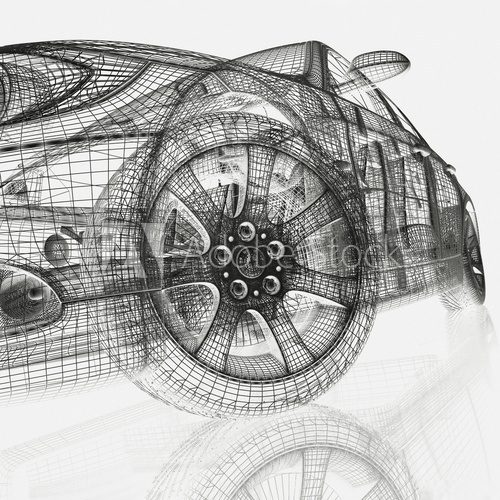 Samochód – projekt 3d Fototapety 3D Fototapeta
