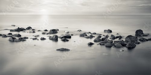 sea rocks long exposure B&W landscape Fototapety Czarno-Białe Fototapeta