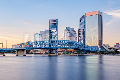 Skyline of Jacksonville, FL and Main Street Bridge Mosty Obraz