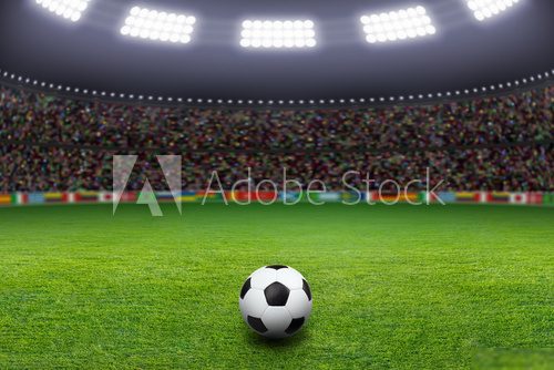 Soccer ball, stadium, light  Stadion Fototapeta
