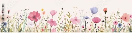 Spring and summer decorations background with beautiful wild flowers. Copy space for text banner. Fototapety do Kuchni Fototapeta