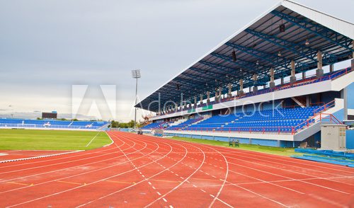Stadium main stand and runing track  Stadion Fototapeta