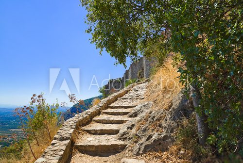 Stairs to old fort in Mystras, Greece  Schody Fototapeta