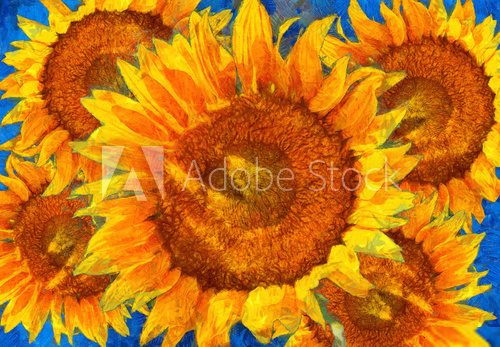 Sunflowers arrangement. Van Gogh style imitation. Van Gogh Obraz