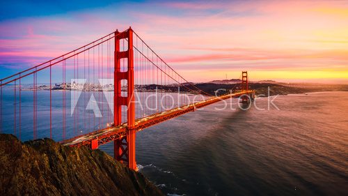 The Golden Gate Bridge at Sunset, San Francisco , CA Mosty Obraz