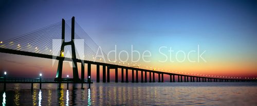 Vasco da Gama panorama most o zmierzchu
 Fotopanorama Obraz