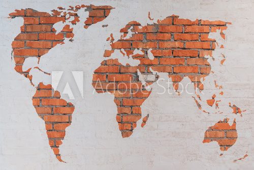 W murowanym świecie... Mapa Świata Fototapeta