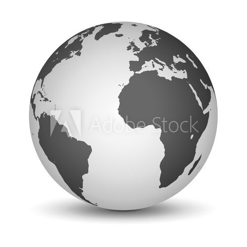 Świat w czarno - białych kolorach Mapa Świata Fototapeta