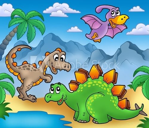 Wesołe dinozaury i kreskówka kamieniem łupana
 Obrazy do Pokoju Dziecka Obraz