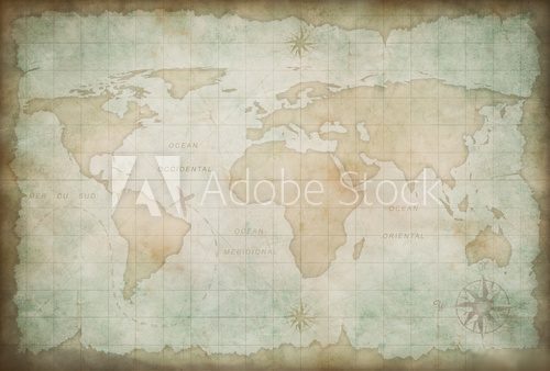 Wzdłuż i wszerz z mapą świata Mapa Świata Fototapeta