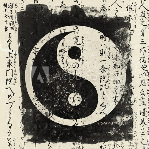 Yin i Yang w monochromacie Orientalne Fototapeta