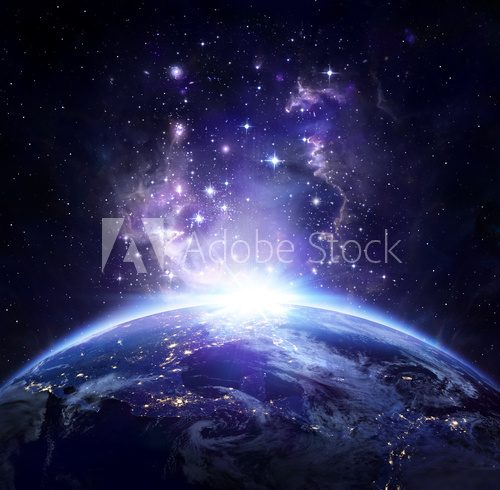 Ziemia widziana z niewidocznego Fototapety Kosmos Fototapeta