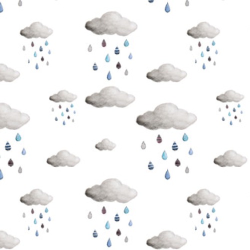 Akwarela chmury i krople deszczu. Ręcznie rysowane Tapety Do pokoju dziecka Tapeta