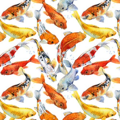 akwarela ilustracja ryby karp koi Styl Orientalny Tapeta