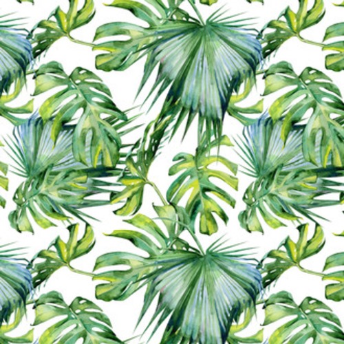 akwarela ilustracja tropikalnych liści, gęsta dżungla.  Tapety Do sypialni Tapeta