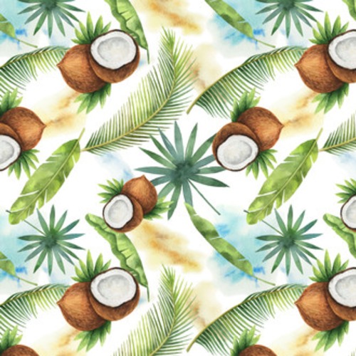 Akwarela kokosowe i palmy na białym tle. Tapety Owoce i Warzywa Tapeta