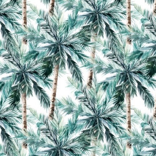 Akwarela Letnie tropikalne palmy. Akwarela druk w Tapety Do jadalni Tapeta