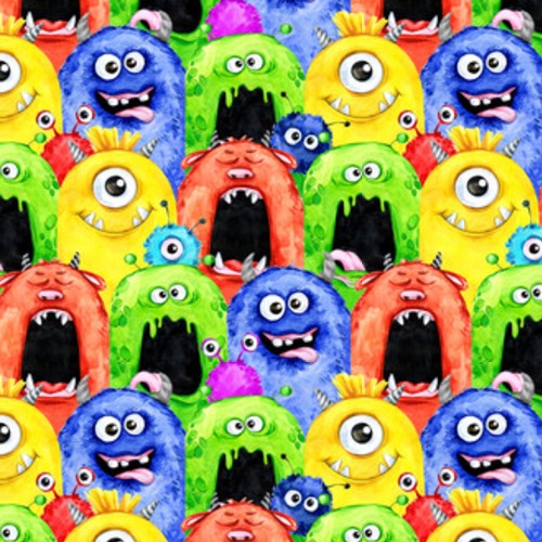 Akwarela z zabawnymi głowami potworów. Ilustracja Tapety Do pokoju dziecka Tapeta