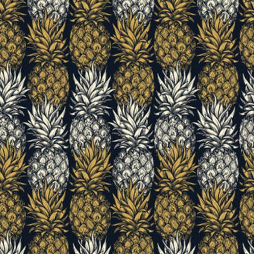 Ananas . Złota egzotyczna tkanina. ilustracja Tapety Do jadalni Tapeta