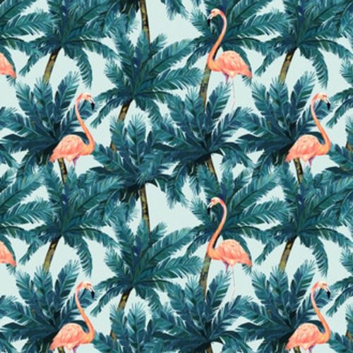 Egzotyczny letni nadruk. z palmą i flamingiem. Styl Tapety Do salonu Tapeta